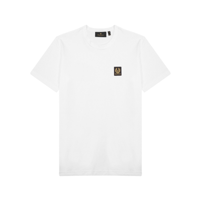 Shop Belstaff White Logo Cotton T-shirt