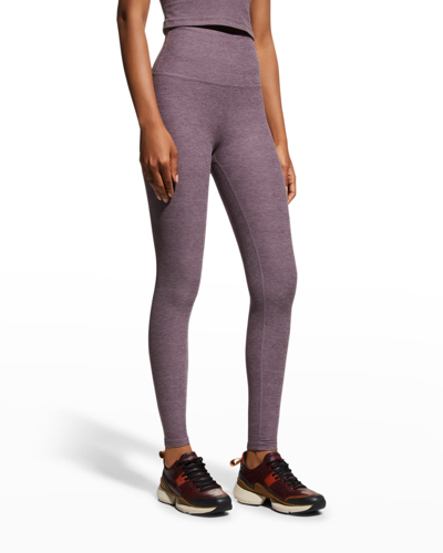 Shop Beyond Yoga Caught In The Midi High-waist Space-dye Leggings In Silverberry Heath