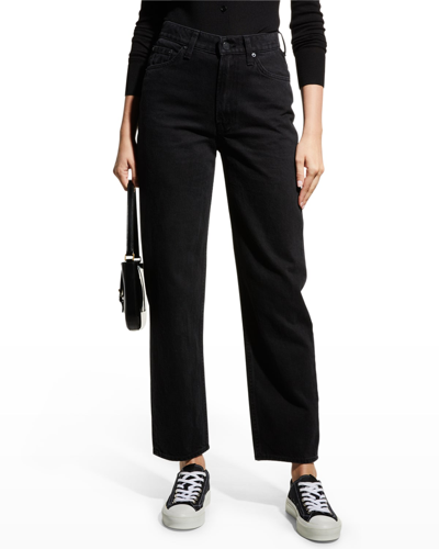 Shop Mother The Double Stack Hover Straight Ankle Jeans In Smacking Good