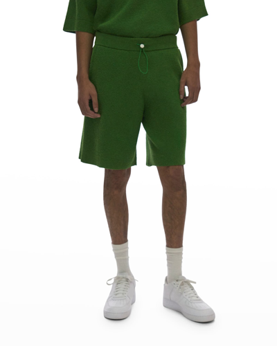 Shop Helmut Lang Men's Solid Terry Shorts In Green