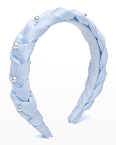 Shop Eugenia Kim Stella Braided Pearly Headband In Resort Blue
