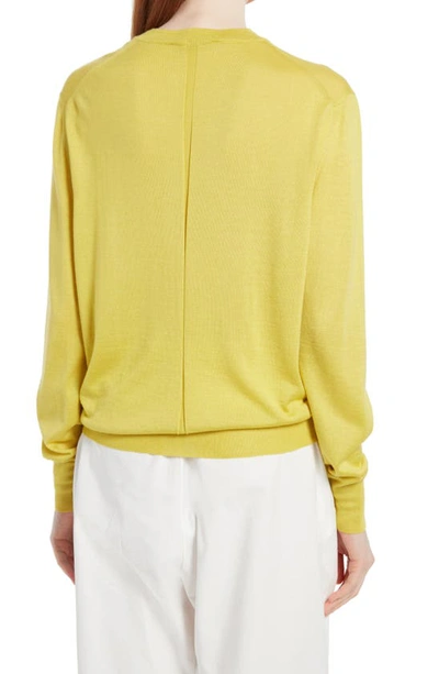 Shop The Row Islington Crewneck Cashmere & Silk Sweater In Chartreuse Yellow