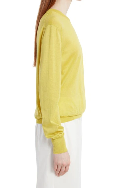 Shop The Row Islington Crewneck Cashmere & Silk Sweater In Chartreuse Yellow