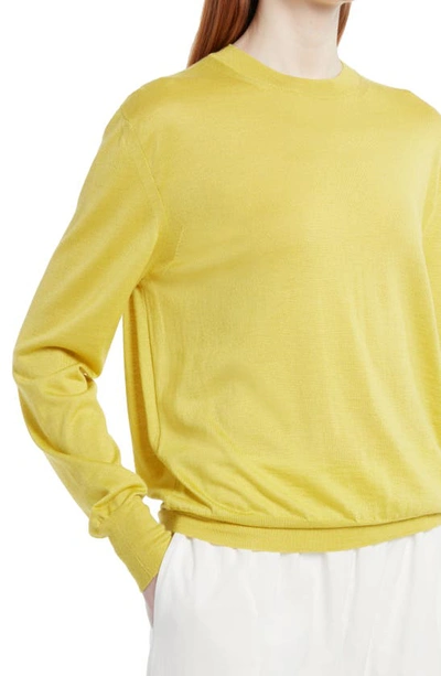 Shop The Row Islington Crewneck Cashmere & Silk Sweater In Chartreuse Yellow