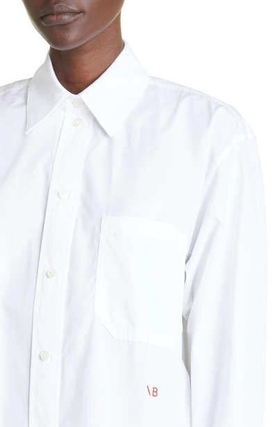 Shop Victoria Beckham Crop Button-up Poplin Shirt In White