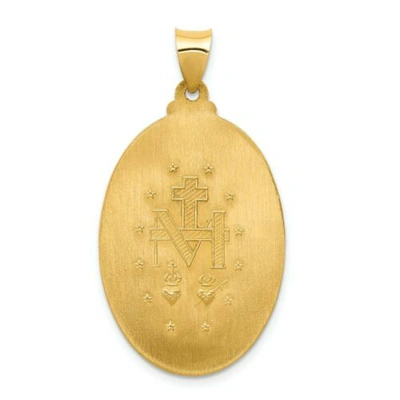 Pre-owned Goldia 14k Yellow Gold Satin & Polished Blessed Mary Miraculous Medal Oval Pendant