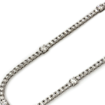 Pre-owned Jewelry By Arsa 6 Ctw Natural Diamond (g-h, Si) 14k White Gold Thin Dotted Tennis Necklace 17" In White/colorless