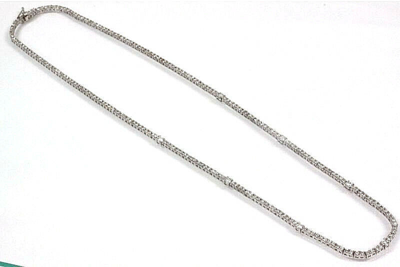 Pre-owned Jewelry By Arsa 6 Ctw Natural Diamond (g-h, Si) 14k White Gold Thin Dotted Tennis Necklace 17" In White/colorless