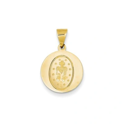 Pre-owned Goldia 14k Yellow Gold Satin & Polished Blessed Virgin Mary Miraculous Medal Pendant