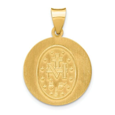 Pre-owned Goldia 14k Yellow Gold Satin & Polished Blessed Virgin Mary Miraculous Medal Pendant