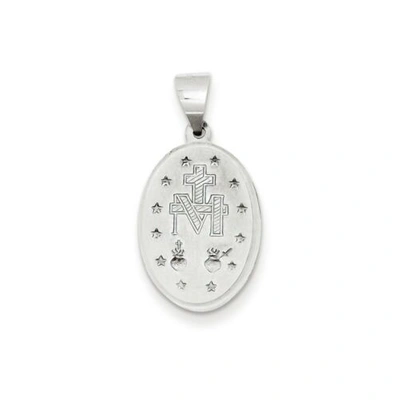 Pre-owned Pricerock 14k White Gold Polished & Satin Blessed Virgin Mary Miraculous Medal Pendant
