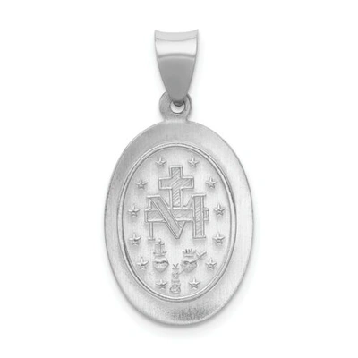 Pre-owned Pricerock 14k White Gold Polished & Satin Blessed Virgin Mary Miraculous Medal Pendant