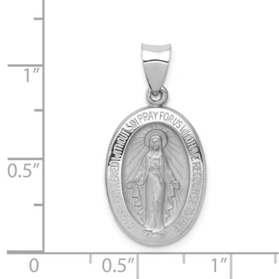 Pre-owned Pricerock 14k White Gold Polished & Satin Blessed Virgin Mary Miraculous Medal Pendant