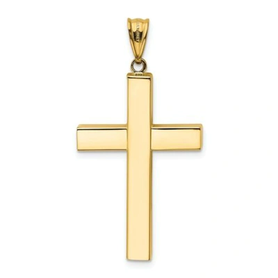Pre-owned Goldia 14k Yellow Gold Polished Hollow Latin Cross Christianity Religious Pendant