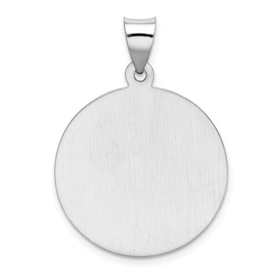 Pre-owned Goldia 14k White Gold Satin & Polished St. Christopher Protect Us Medal Round Pendant