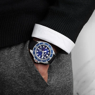 Pre-owned Seiko Prospex Sne593p1 Solar Blue Dial Silicone Strap Men's Diver Watch Warranty