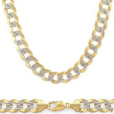 Pre-owned Gold Town Men's Chain In 14k Yellow Gold + White Pave 8.5mm Curb Necklace 26": …