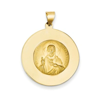 Pre-owned Goldia 14k Yellow Gold Queen Of The Holy Scapular Religious Reversible Medal Pendant