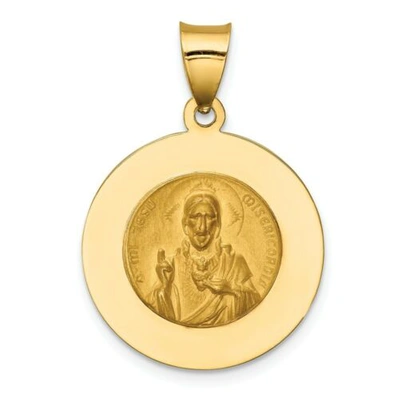Pre-owned Goldia 14k Yellow Gold Queen Of The Holy Scapular Religious Reversible Medal Pendant