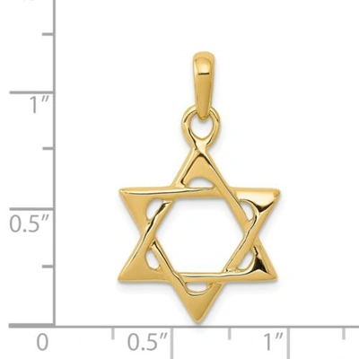 Pre-owned Pricerock 14k Yellow Gold Polished Solid Open Star Of David Jewish Religious Pendant