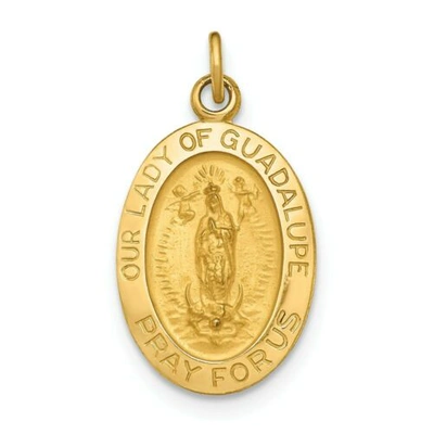Pre-owned Goldia 14k Yellow Gold Our Lady Of Guadalupe "pray For Us" Religious Medal Pendant