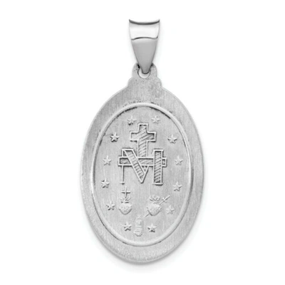 Pre-owned Goldia 14k White Gold Polished & Satin Blessed Virgin Mary Miraculous Medal Pendant