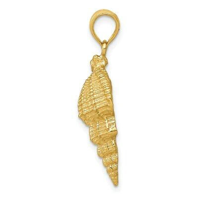 Pre-owned Superdealsforeverything Real 14kt Yellow Gold Conch Shell Pendant