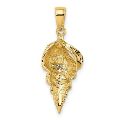 Pre-owned Superdealsforeverything Real 14kt Yellow Gold Conch Shell Pendant
