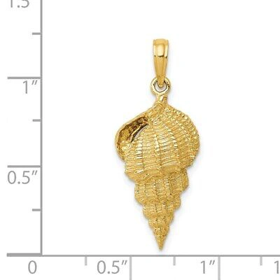 Pre-owned Superdealsforeverything Real 14kt Yellow Gold Conch Shell Pendant