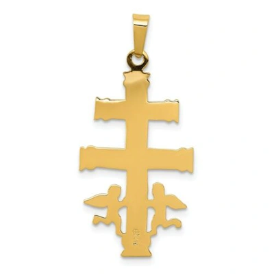 Pre-owned Accessories & Jewelry 14k Yellow & White Gold Polished Cara Vaca Crucifix Cross Religious Pendant