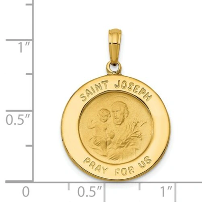 Pre-owned Pricerock 14k Yellow Gold Polished & Engraveable Saint Joseph Pray For Us Medal Pendant