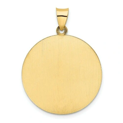 Pre-owned Goldia 14k Yellow Gold Satin & Polished St. Christopher Protect Us Medal Round Pendant