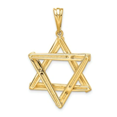Pre-owned Goldia 14k Yellow Gold Polished Solid Star Of David Jewish Symbol Religious Pendant