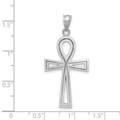 Pre-owned Goldia 14k White Gold Solid Polished Casted Ankh Cross Pendant