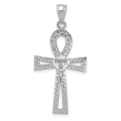 Pre-owned Goldia 14k White Gold Solid Polished Casted Ankh Cross Pendant
