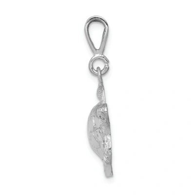Pre-owned Goldia 14k White Gold Polished Casted Solid Open Back Sea Turtle Charm Pendant