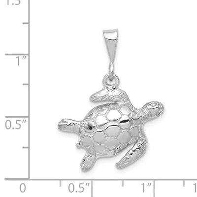 Pre-owned Goldia 14k White Gold Polished Casted Solid Open Back Sea Turtle Charm Pendant