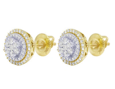 Pre-owned Jewelry Unlimited 10k Tt Yellow/white Gold Flower Cluster Round Real Diamond Studs Earring 0.75...