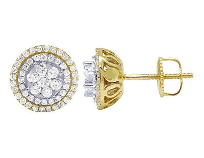 Pre-owned Jewelry Unlimited 10k Tt Yellow/white Gold Flower Cluster Round Real Diamond Studs Earring 0.75...