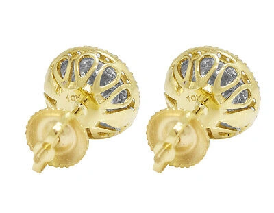 Pre-owned Jewelry Unlimited 10k Tt Yellow/white Gold Flower Cluster Round Real Diamond Studs Earring 0.75...