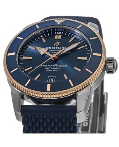 Pre-owned Breitling Superocean Heritage 42 Blue Dial Rose Men's Watch Ub2010161c1s1