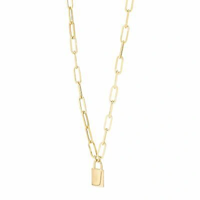 Pre-owned Welry 3.8mm Paperclip Chain Lock Necklace In 10k Yellow Gold, 20"