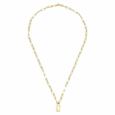 Pre-owned Welry 3.8mm Paperclip Chain Lock Necklace In 10k Yellow Gold, 20"
