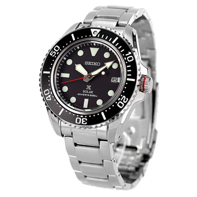Pre-owned Seiko Prospex Sbdj051 Black Diver Scuba 200m Solar Sapphire Stainless Men Watch