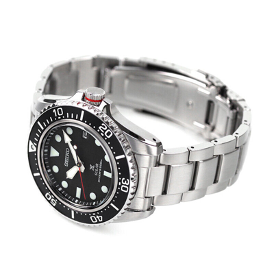 Pre-owned Seiko Prospex Sbdj051 Black Diver Scuba 200m Solar Sapphire Stainless Men Watch