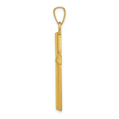 Pre-owned Pricerock 14k Yellow Gold Polished Hollow Flat Latin Cross Christianity Religious Pendant