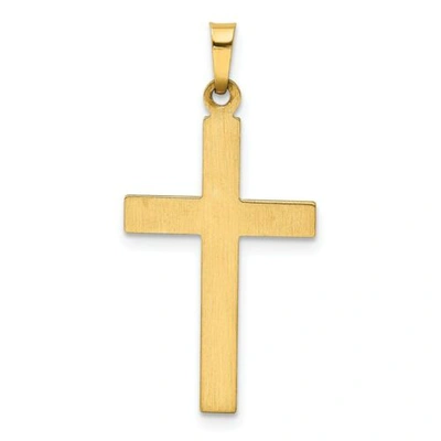 Pre-owned Pricerock 14k Yellow Gold Polished Hollow Flat Latin Cross Christianity Religious Pendant