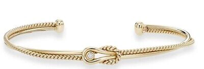 Pre-owned Phillip Gavriel 14k Yellow Gold Infinity "love Knot" Dia. Cuff Bangle 0.035tcw In Yellow Gold, 14k