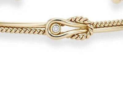 Pre-owned Phillip Gavriel 14k Yellow Gold Infinity "love Knot" Dia. Cuff Bangle 0.035tcw In Yellow Gold, 14k