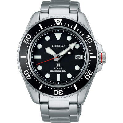 Pre-owned Seiko Prospex Sbdj051 Black Face Solar Diver 200 Stainless Steel Men Watch Japan